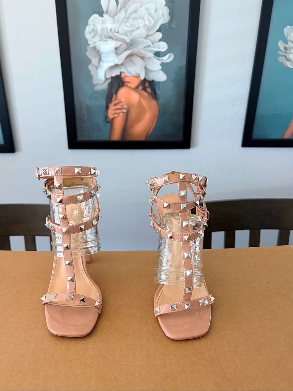 Public Desire Tan Studded Heels
